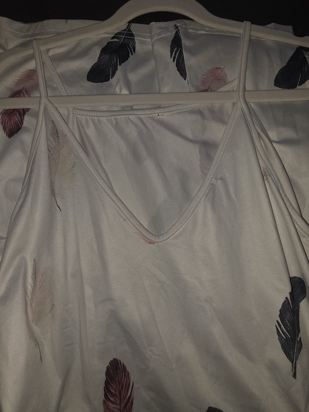SHEIN Cream Slip Dress with Feather Print - Picture 2 of 3